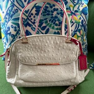 Coach White and Bright Pink Satchel Crossbody Gorgeous! Like New condition